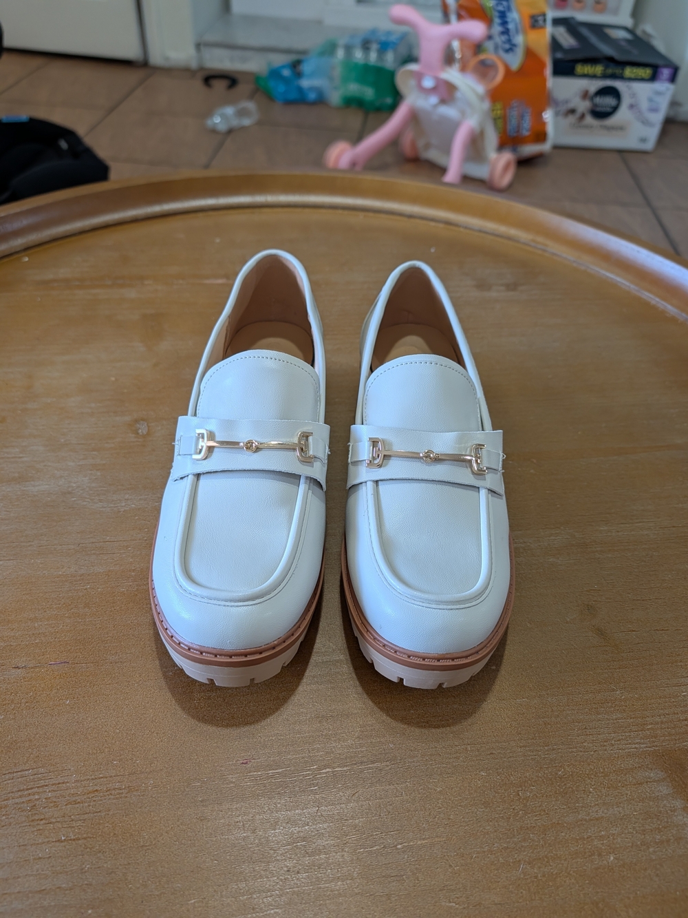 Women’s Cream Loafer with Gold Accent